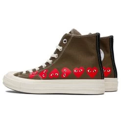 Converse X Comme Des Garcons PLAY All Star Chuck '70 Hi "Multi Heart" - Khaki 6 Converse X Comme Des Garcons PLAY All Star Chuck '70 Hi "Multi Heart" - Khaki -Fashion Clothing Store converse x comme des garcons play all star chuck 70 hi multi heart khaki 3