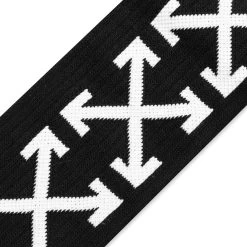 Arrow Mid Length Socks - Black/White FW20 -Fashion Clothing Store off white co virgil abloh arrow mid length socks blackwhite fw20 omra001f20kni0011001 os 3