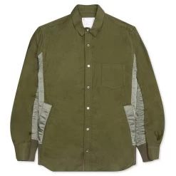 Sacai Nylon Twill X Cotton Shirt - Khaki