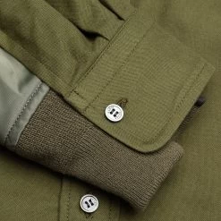 Sacai Nylon Twill X Cotton Shirt - Khaki -Fashion Clothing Store sacai nylon twill x cotton shirt khaki 5